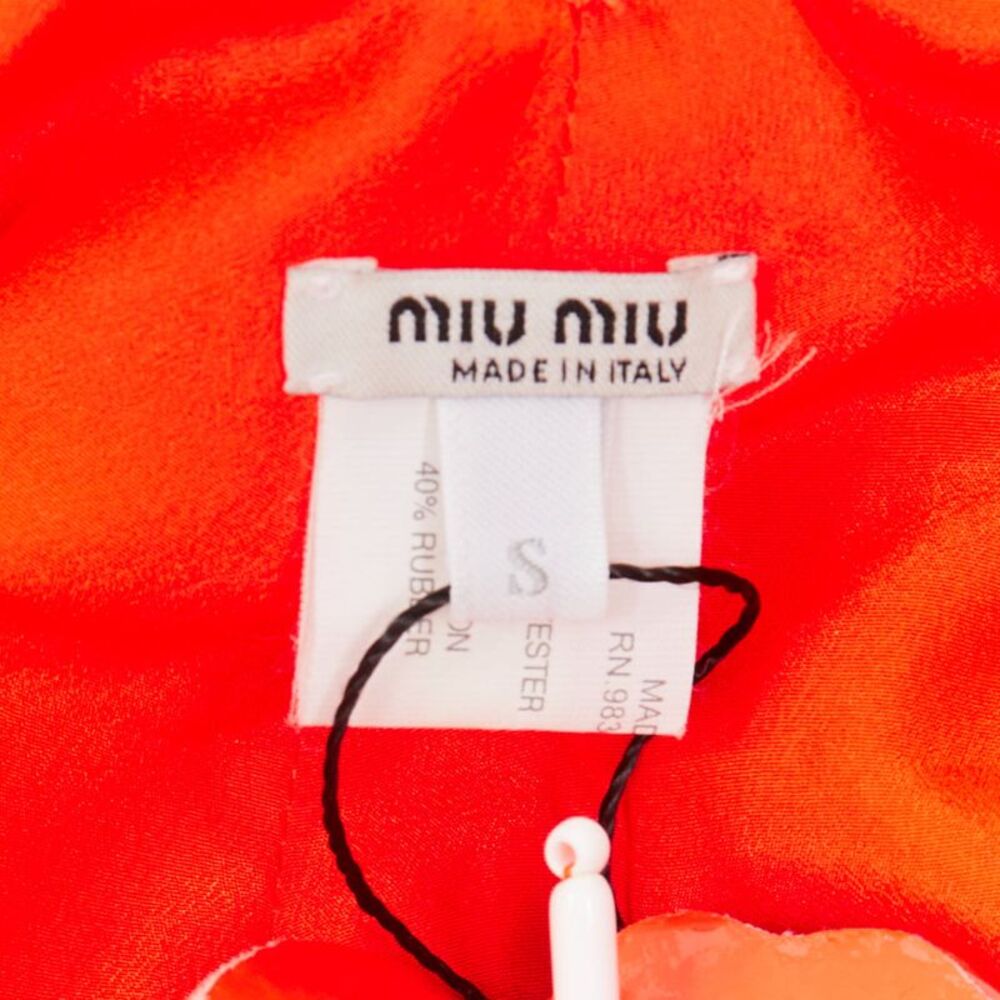 Miu Miu orange patent leather petals beaded swim cap hat - Picture 9 of 9